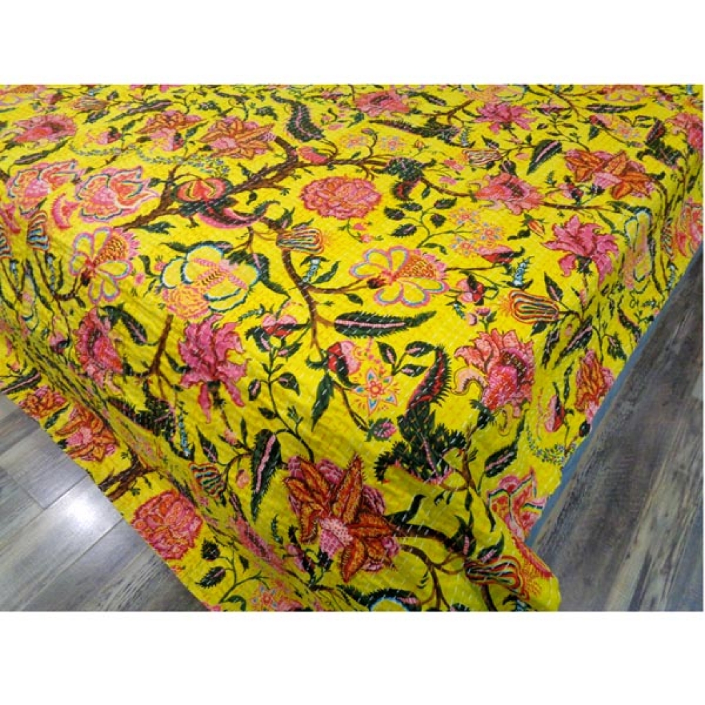 Indian Handmade Cotton Kantha Bed Cover