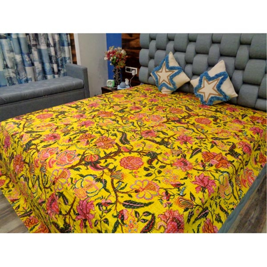 Indian Handmade Cotton Kantha Bed Cover