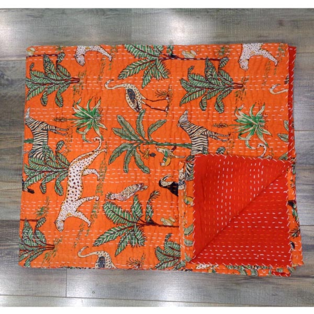 Indian Handmade Cotton Kantha Bed Cover