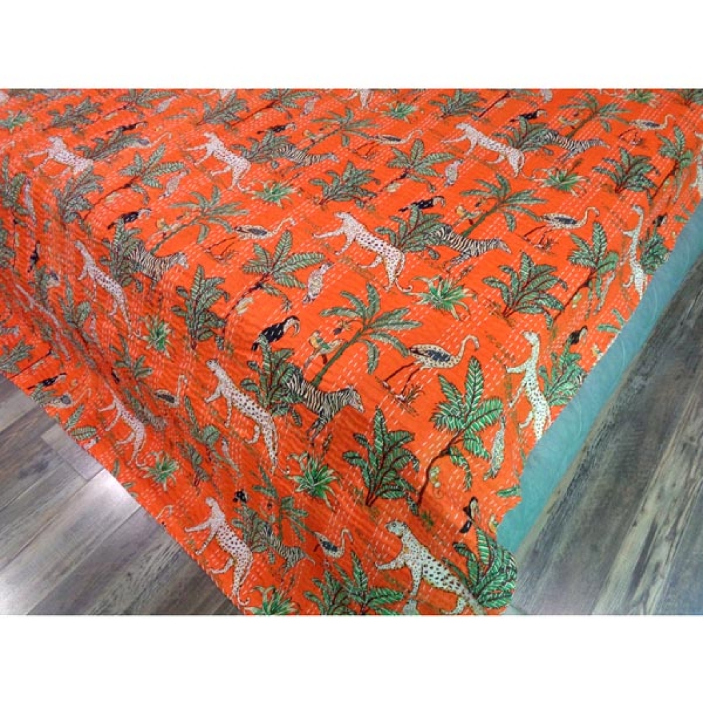 Indian Handmade Cotton Kantha Bed Cover