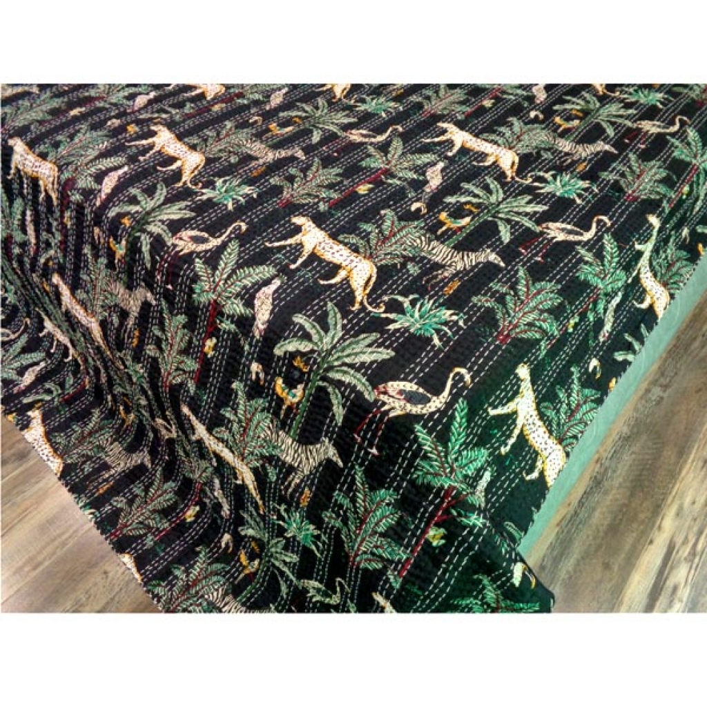 Indian Handmade Cotton Kantha Bed Cover