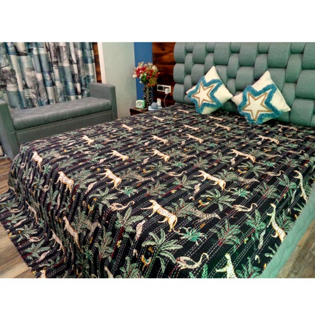 Indian Handmade Cotton Kantha Bed Cover