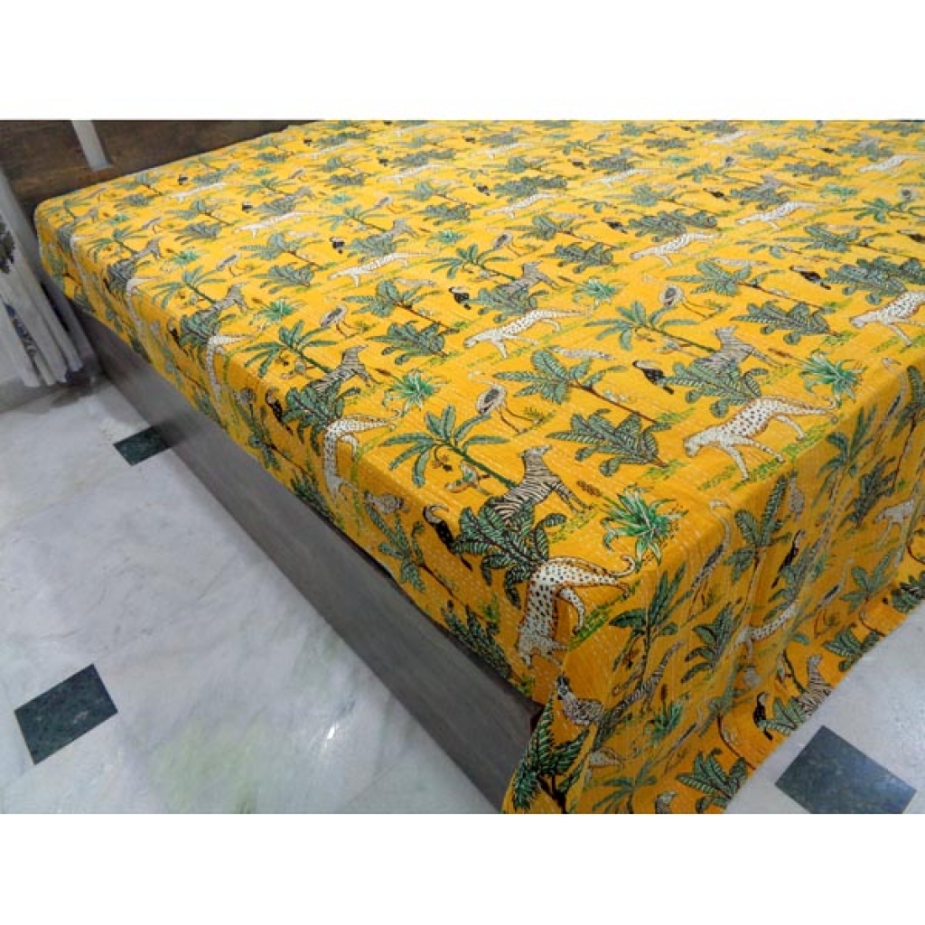 Indian Handmade Cotton Kantha Bed Cover