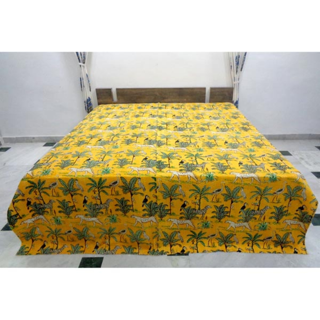 Indian Handmade Cotton Kantha Bed Cover