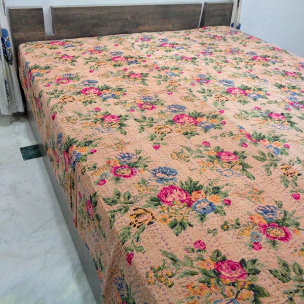 Indian Handmade Cotton Kantha Bed Cover