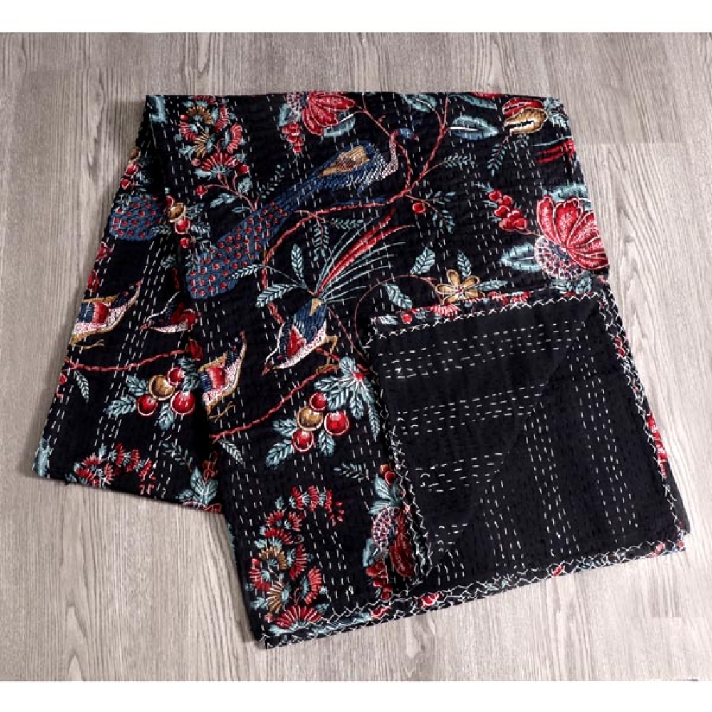 Handmade Cotton Kantha Bed Cover