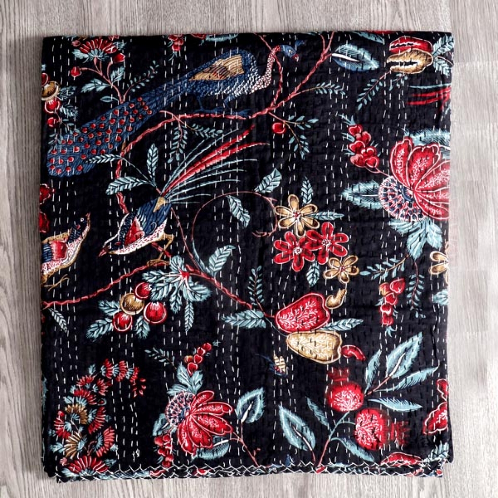 Handmade Cotton Kantha Bed Cover