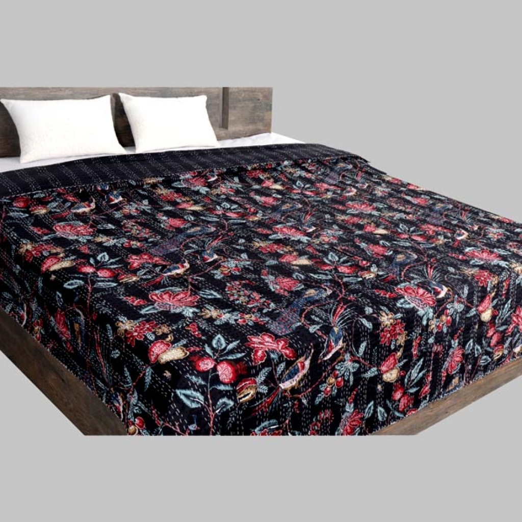 Handmade Cotton Kantha Bed Cover