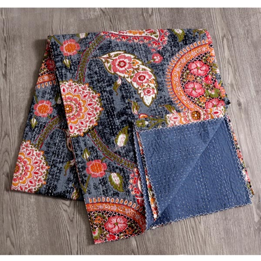 Handmade Cotton Kantha Bed Cover