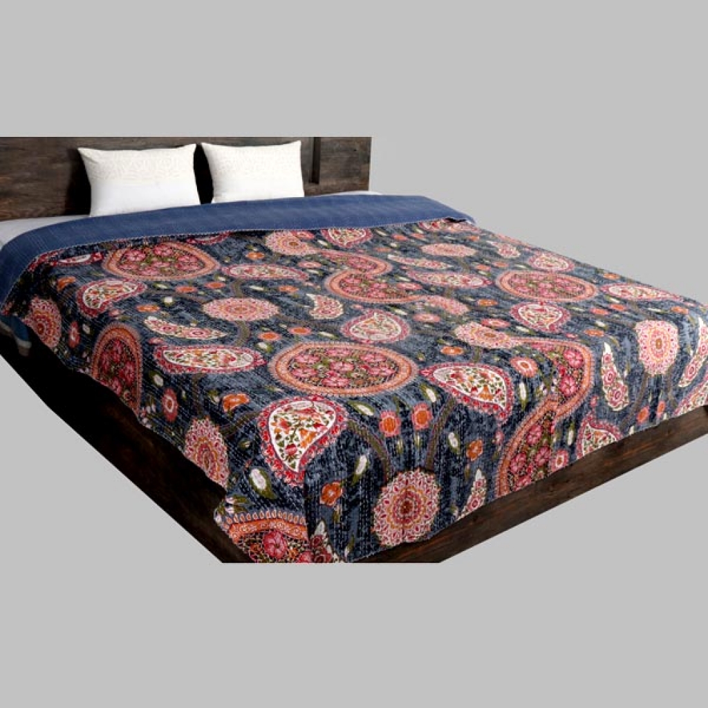 Handmade Cotton Kantha Bed Cover