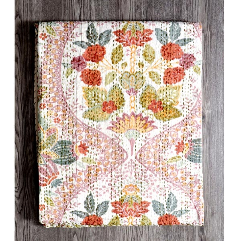 Handmade Cotton Kantha Bed Cover