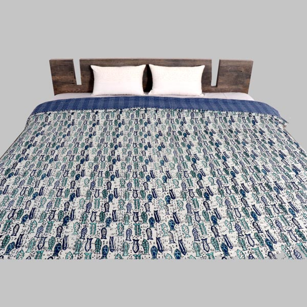 Handmade Cotton Kantha Bed Cover