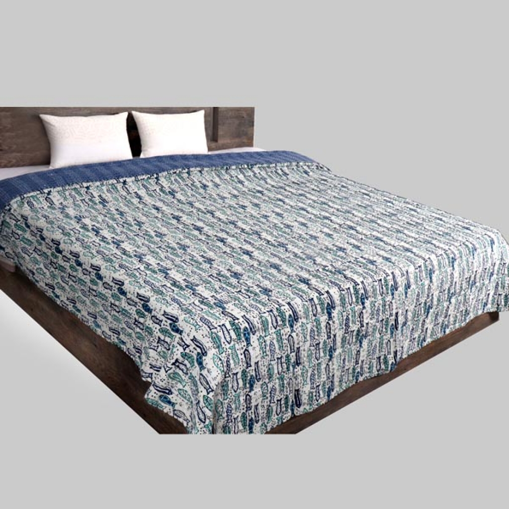 Handmade Cotton Kantha Bed Cover