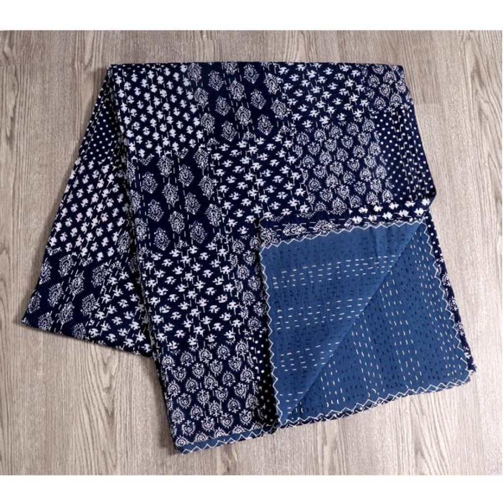 Handmade Cotton Kantha Bed Cover