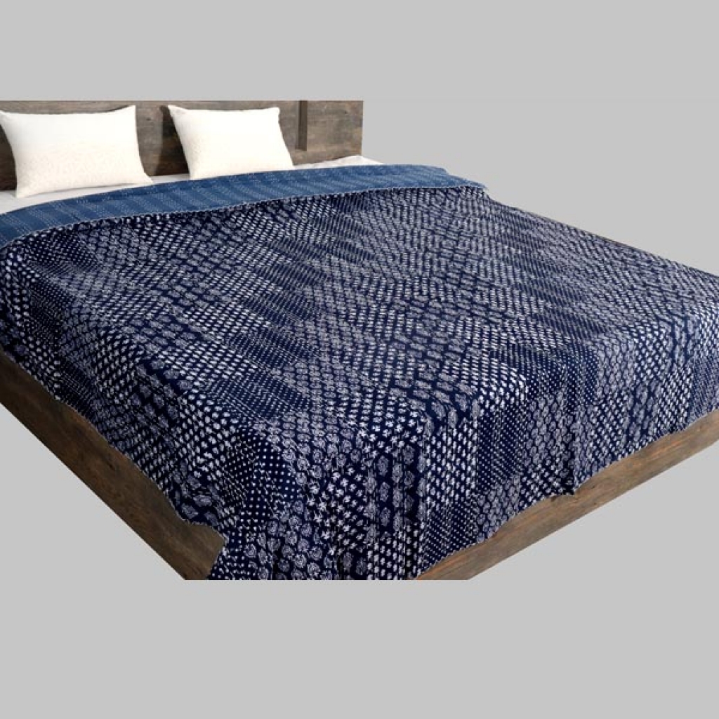 Handmade Cotton Kantha Bed Cover