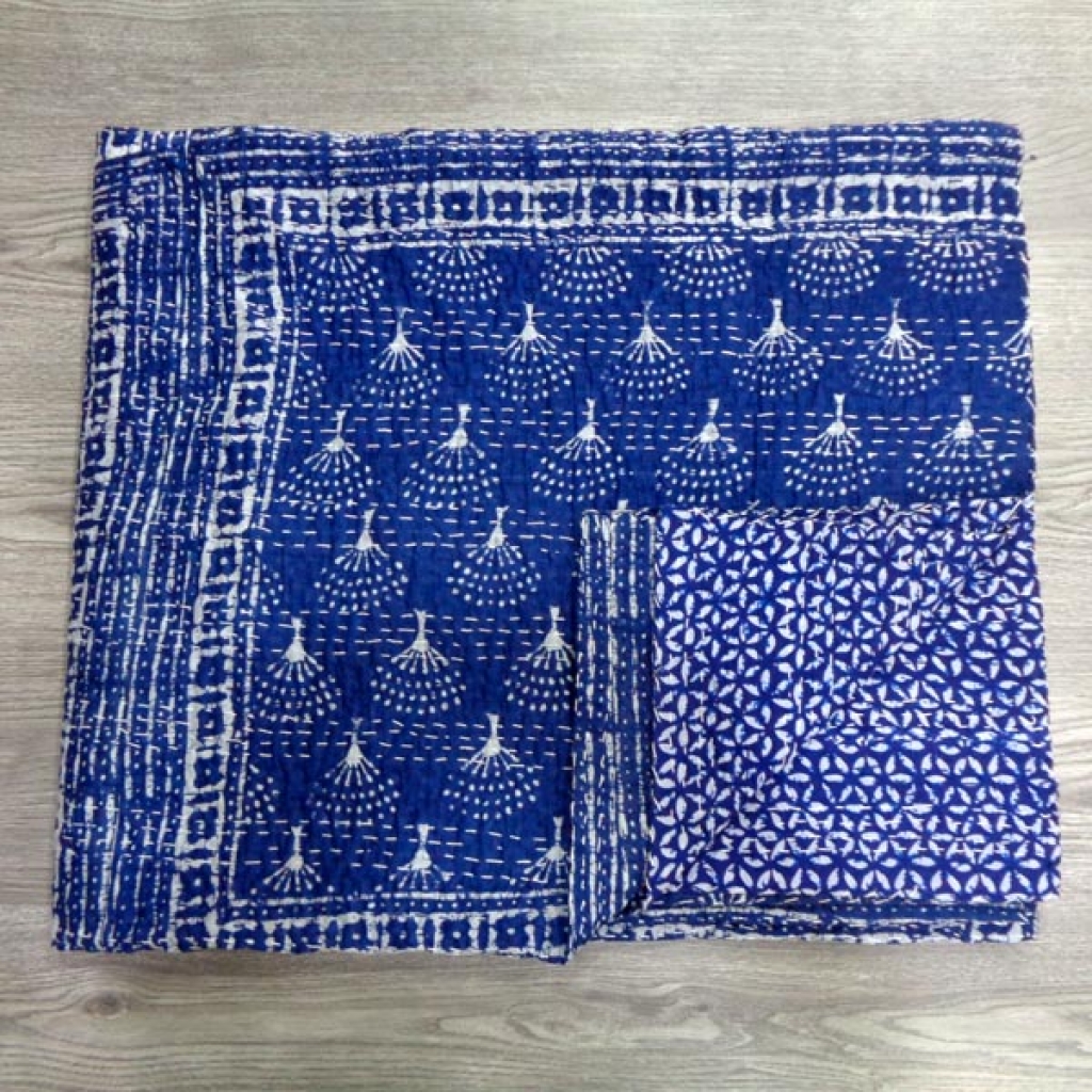 Handmade Cotton Kantha Bed Cover