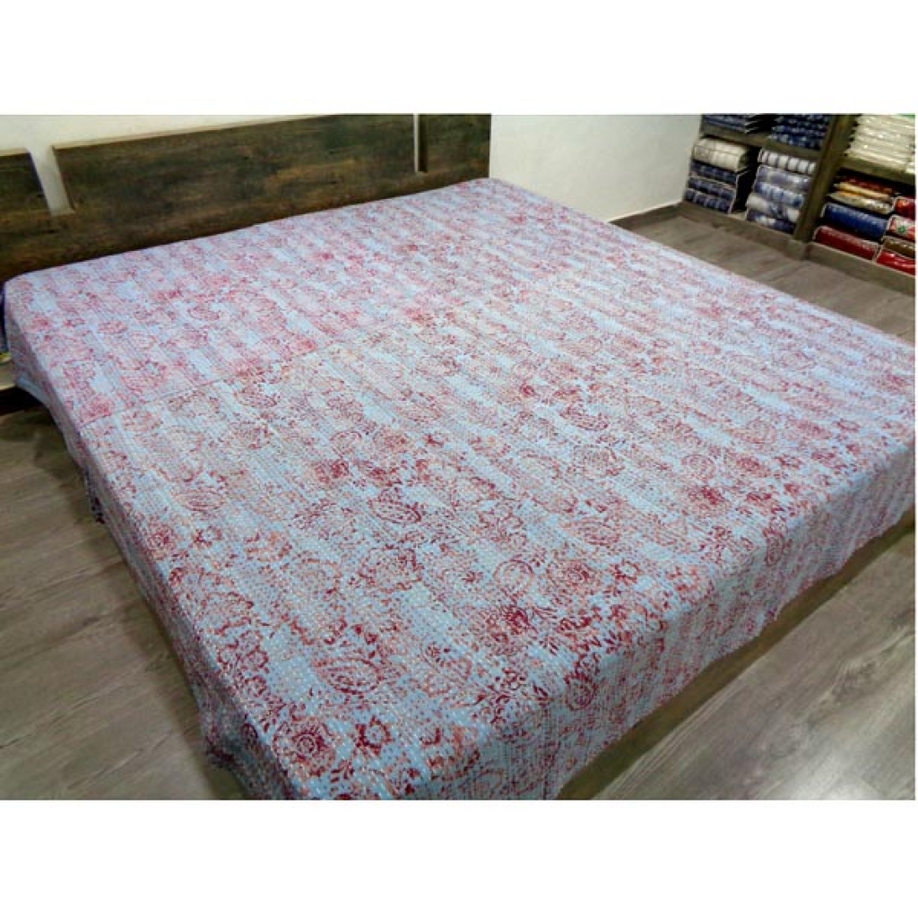 Handmade Cotton Kantha Bed Cover