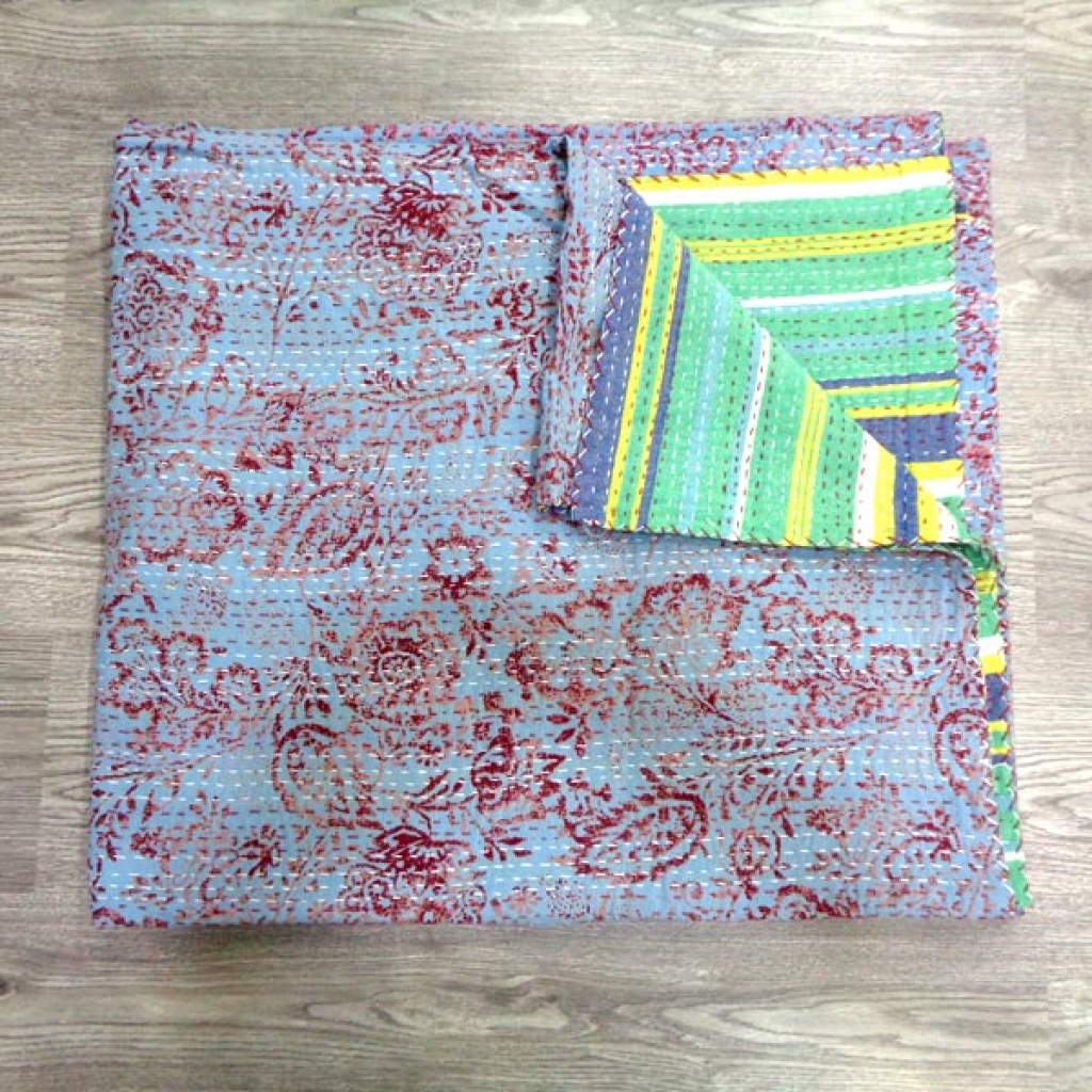 Handmade Cotton Kantha Bed Cover