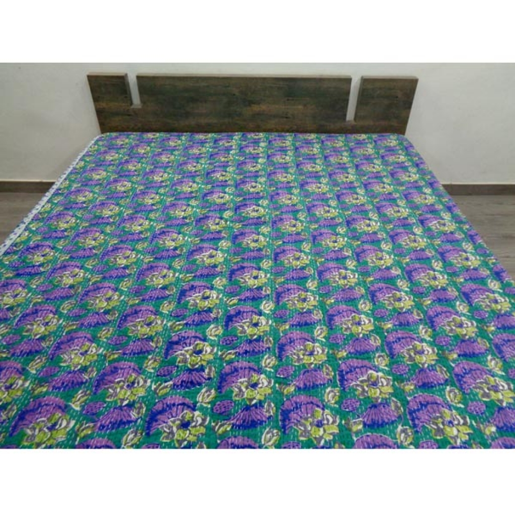 Handmade Cotton Kantha Bed Cover