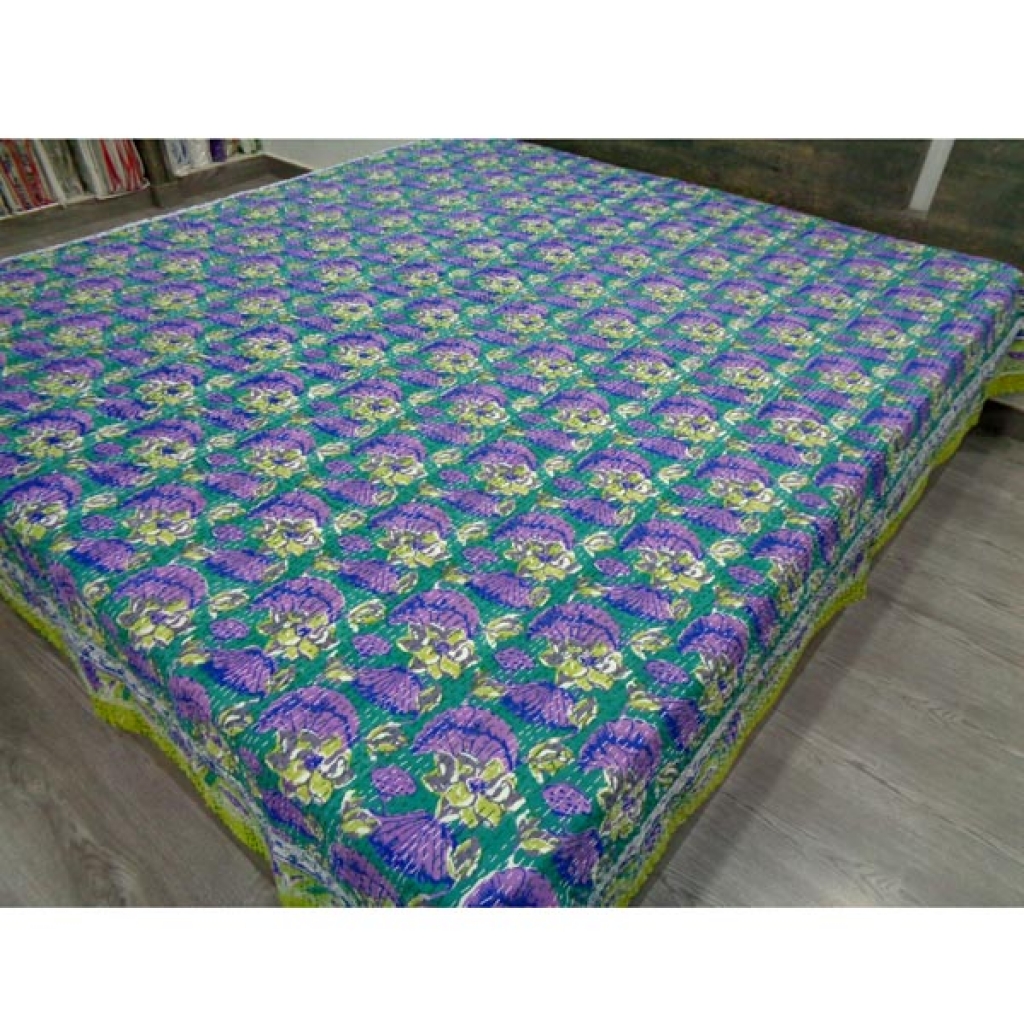 Handmade Cotton Kantha Bed Cover