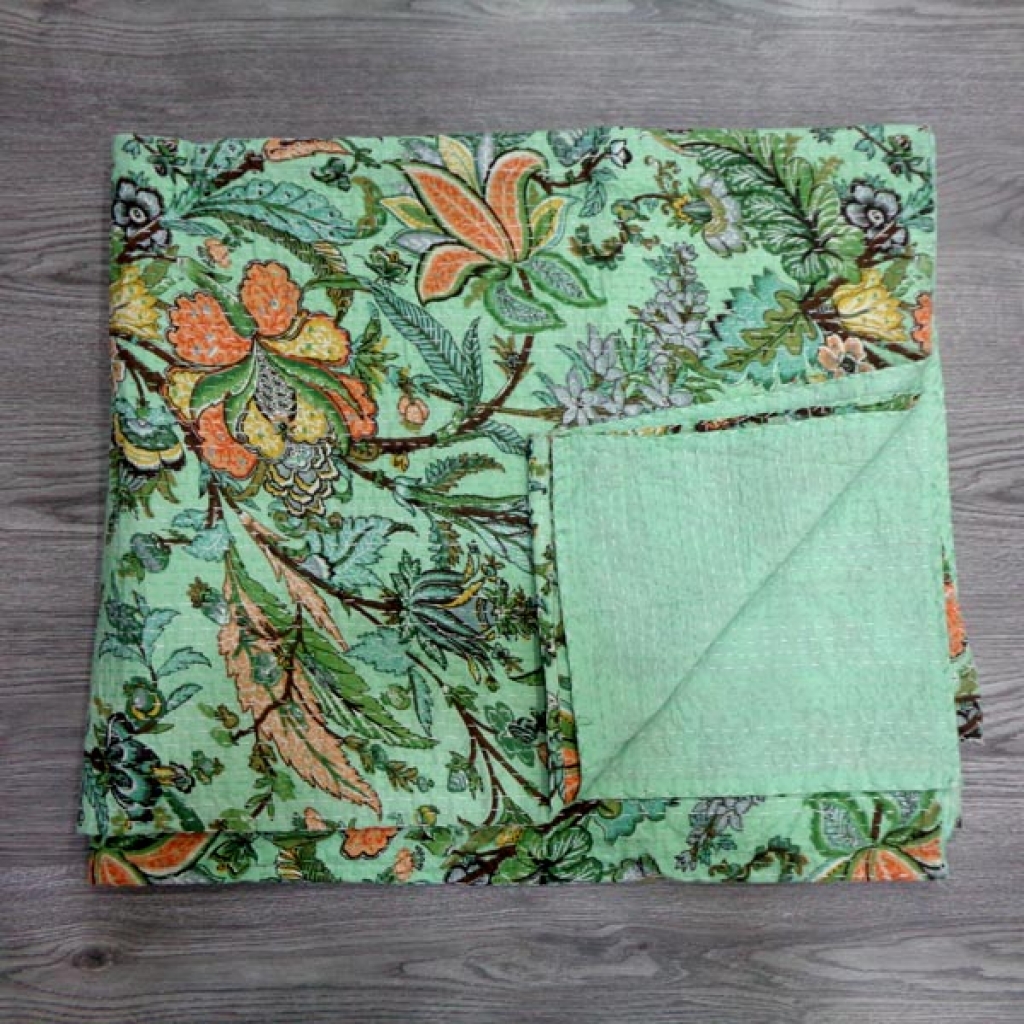 Handmade Cotton Kantha Bed Cover