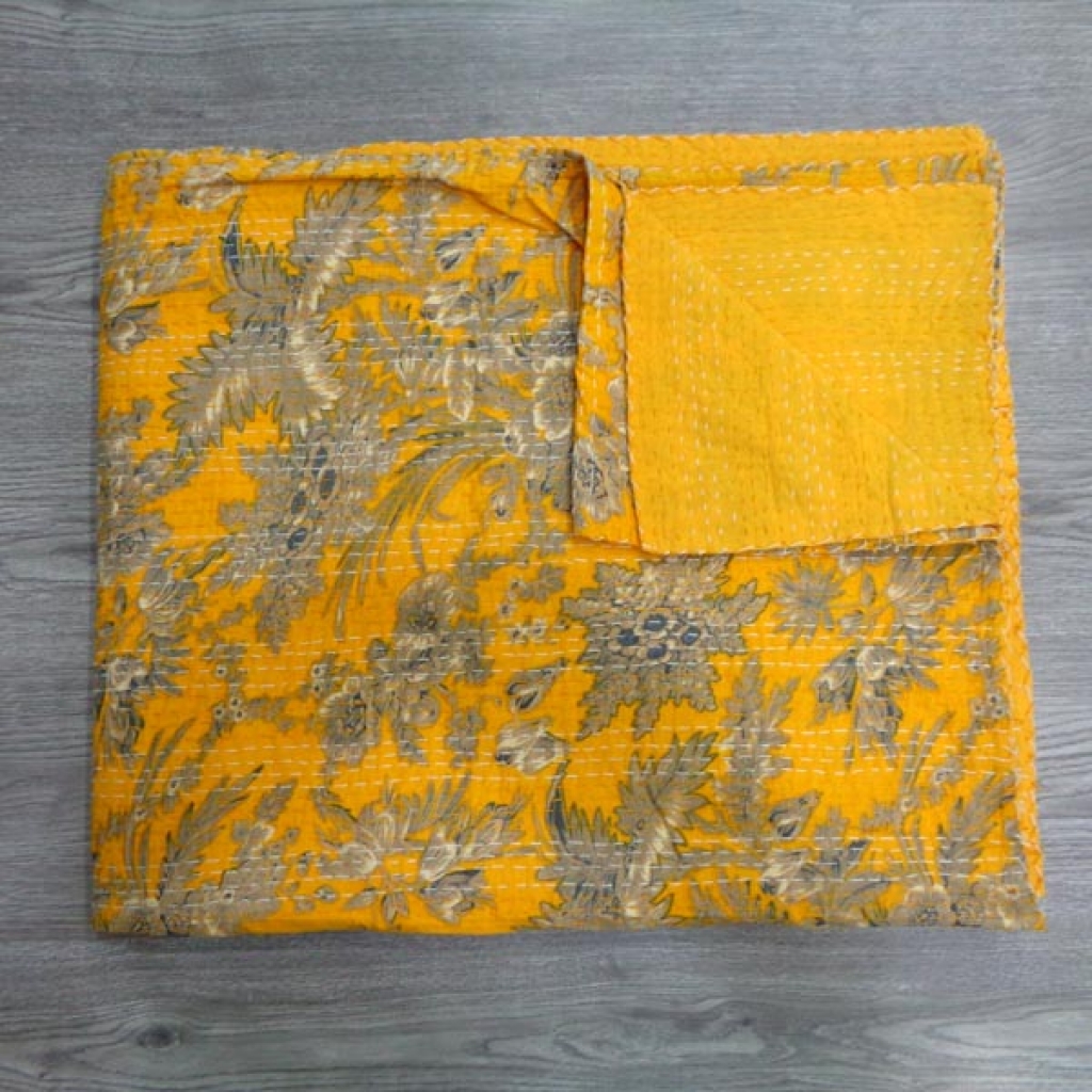 Handmade Cotton Kantha Bed Cover