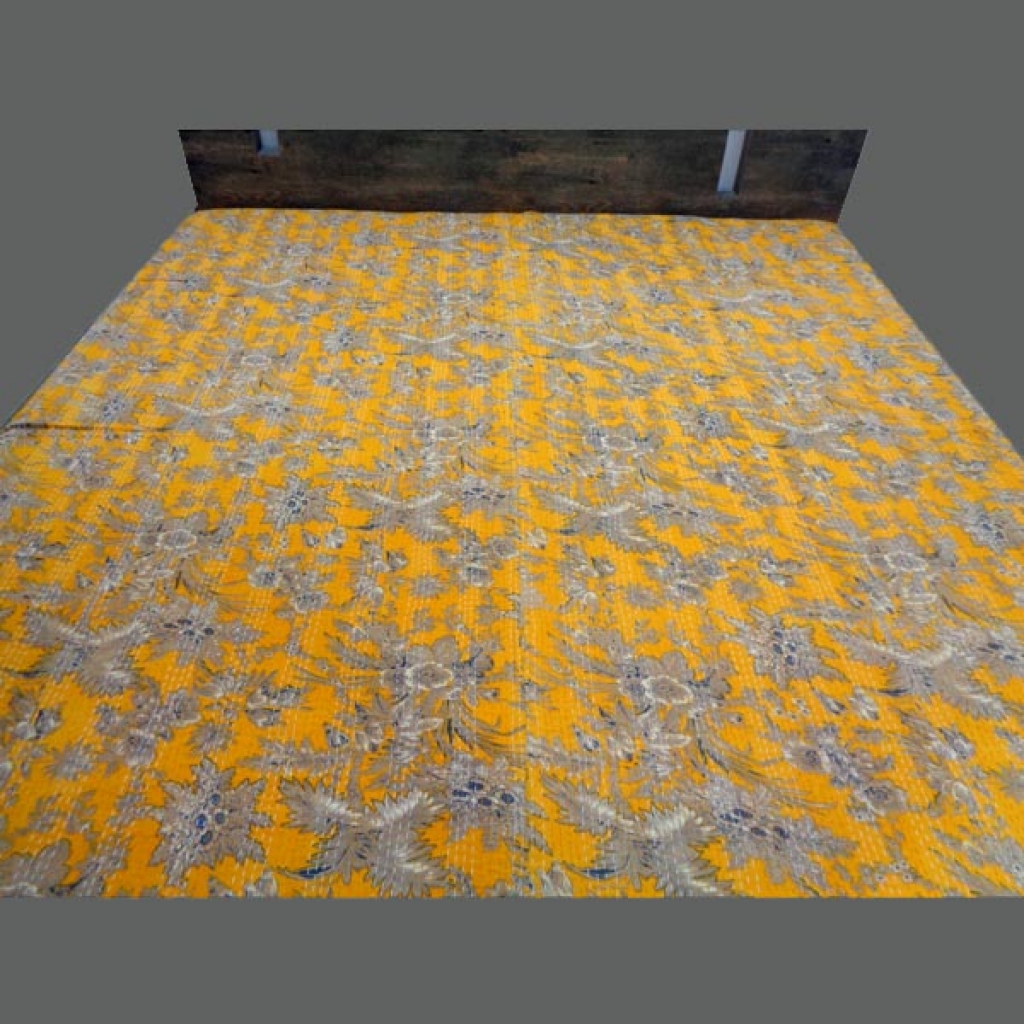 Handmade Cotton Kantha Bed Cover