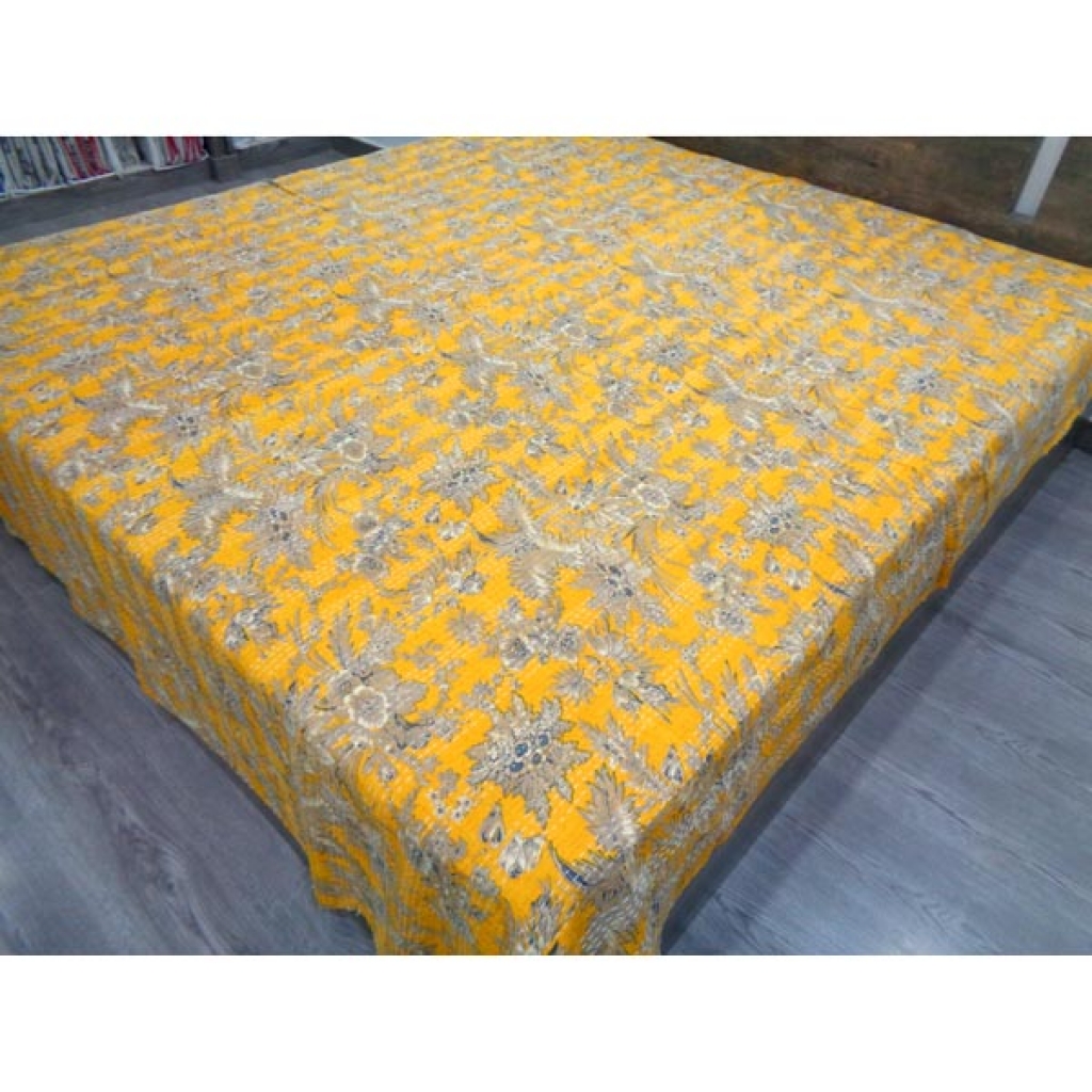 Handmade Cotton Kantha Bed Cover