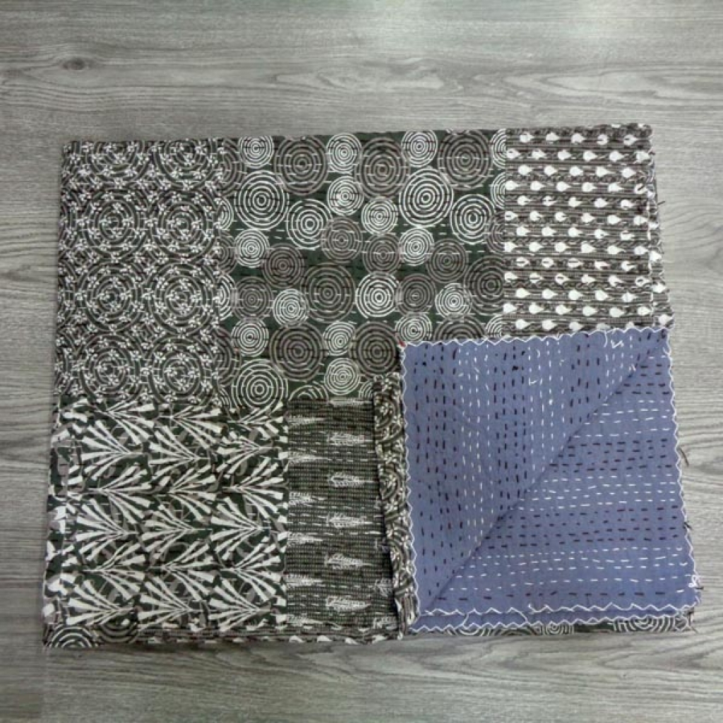 Handmade Cotton Kantha Bed Cover