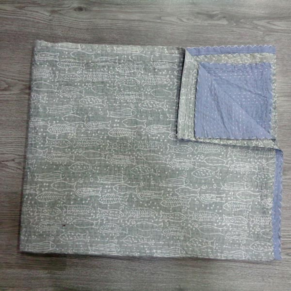 Handmade Cotton Kantha Bed Cover