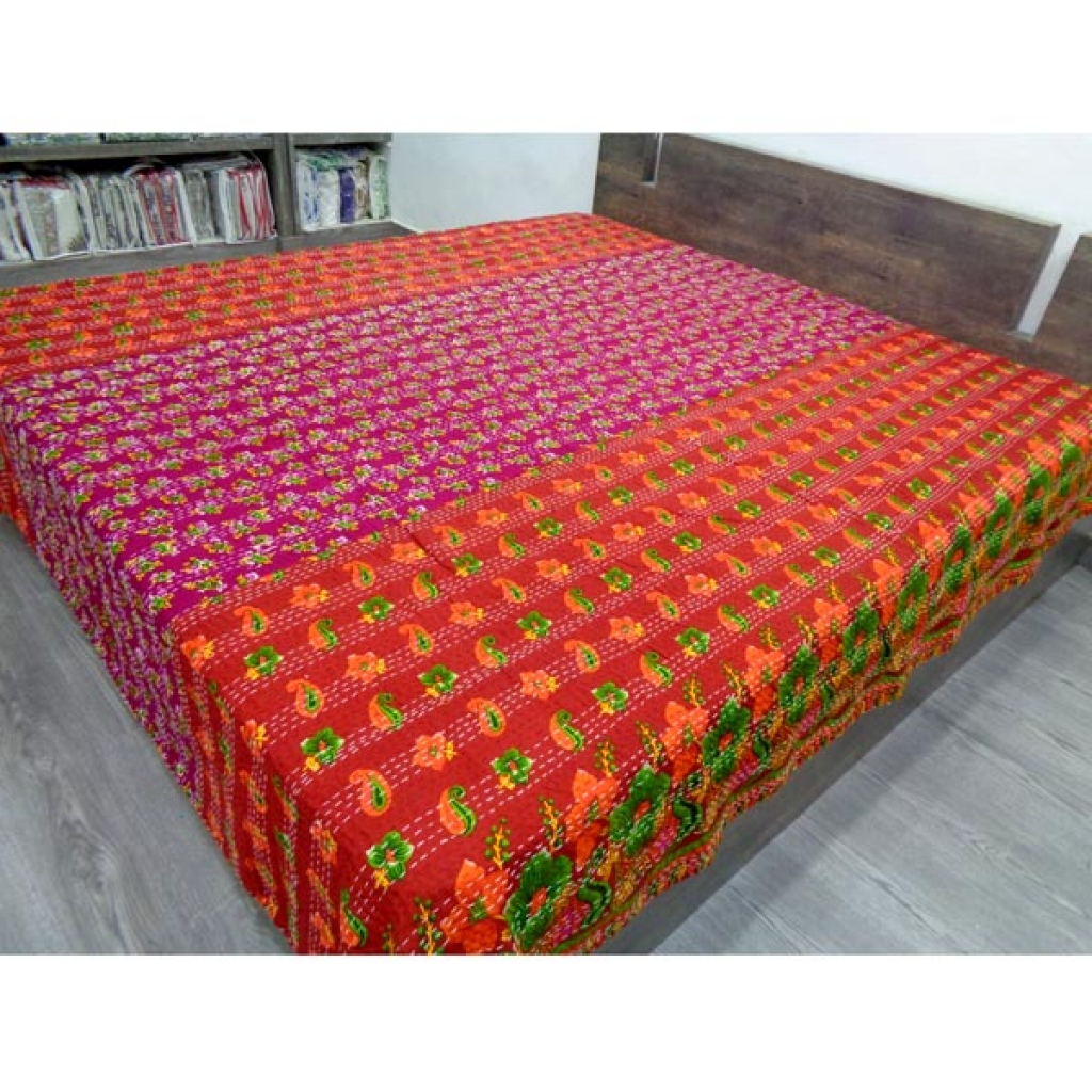 Handmade Cotton Kantha Bed Cover