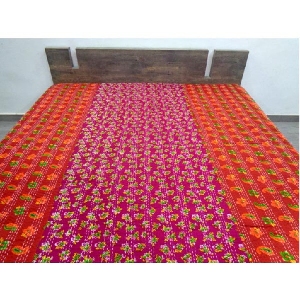 Handmade Cotton Kantha Bed Cover