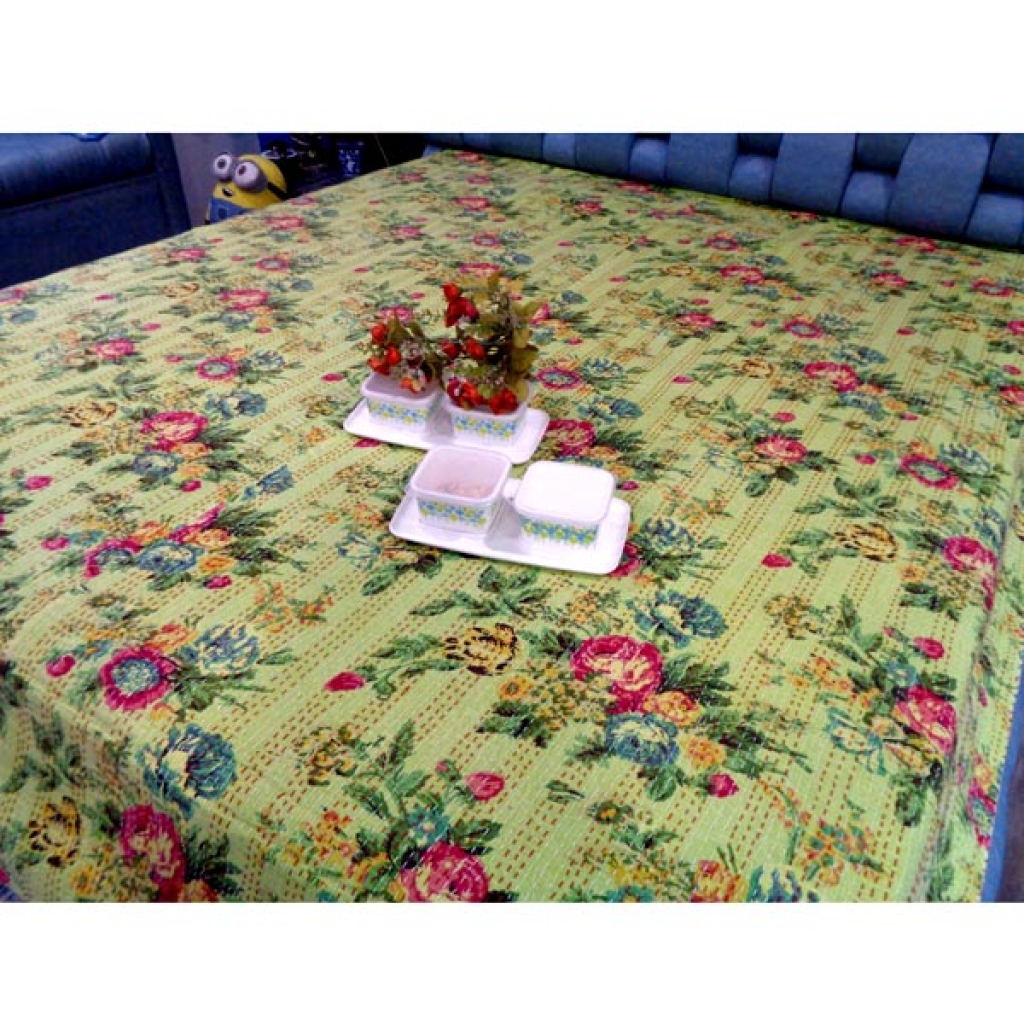 Handmade Cotton Kantha Bed Cover