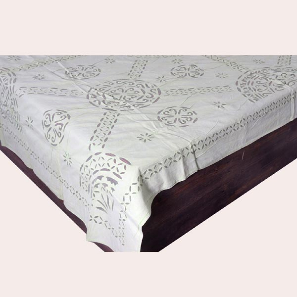 Handmade Antique Design Cut Work Bedsheet