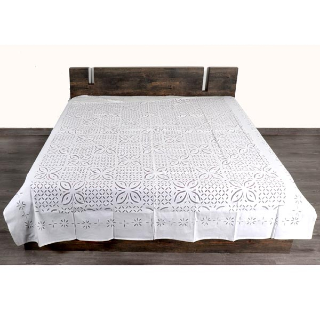 Handmade Antique Design Cut Work Bedsheet