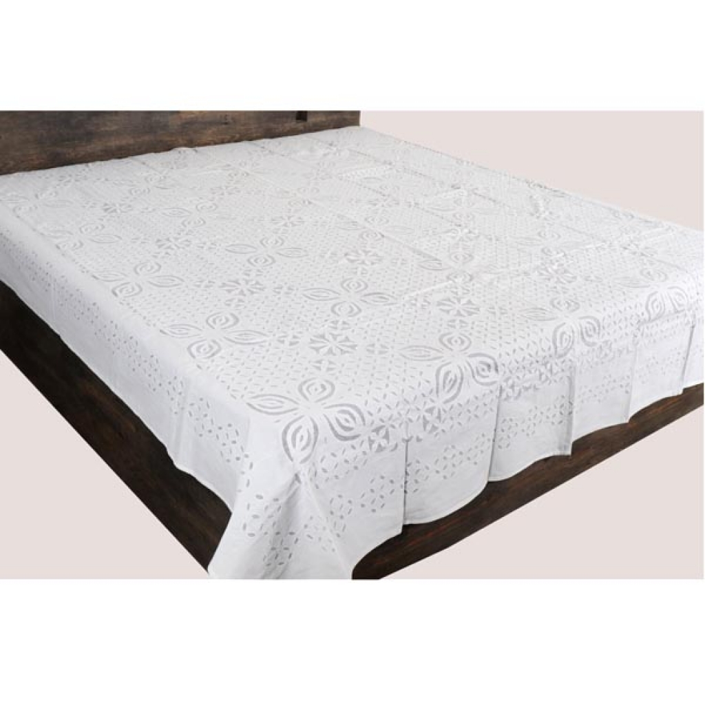 Handmade Antique Design Cut Work Bedsheet