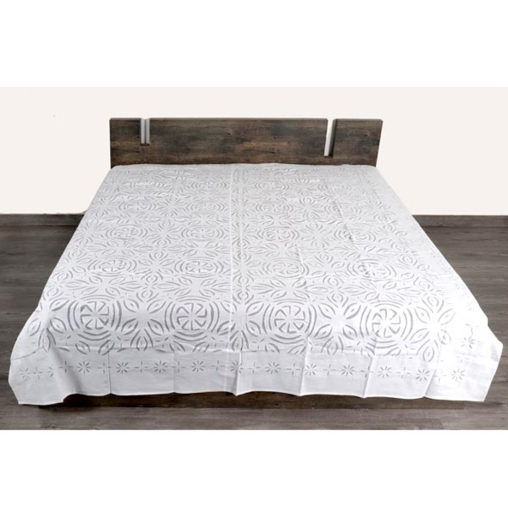 Handmade Antique Design Cut Work Bedsheet