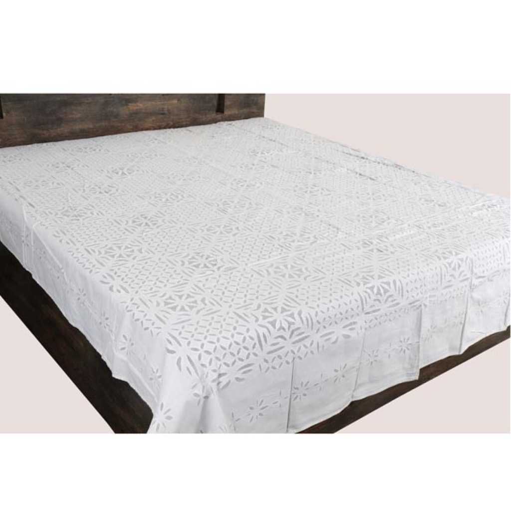 Handmade Antique Design Cut Work Bedsheet