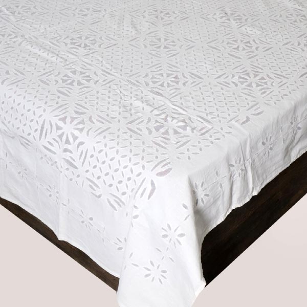Handmade Antique Design Cut Work Bedsheet