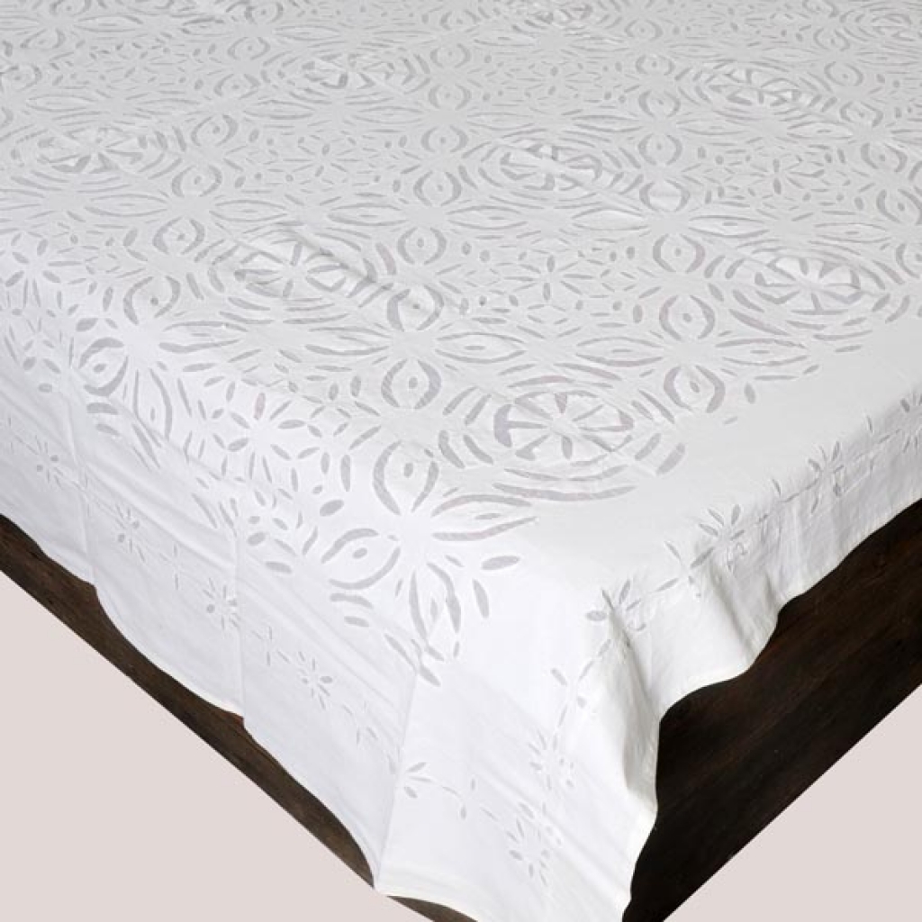 Handmade Antique Design Cut Work Bedsheet