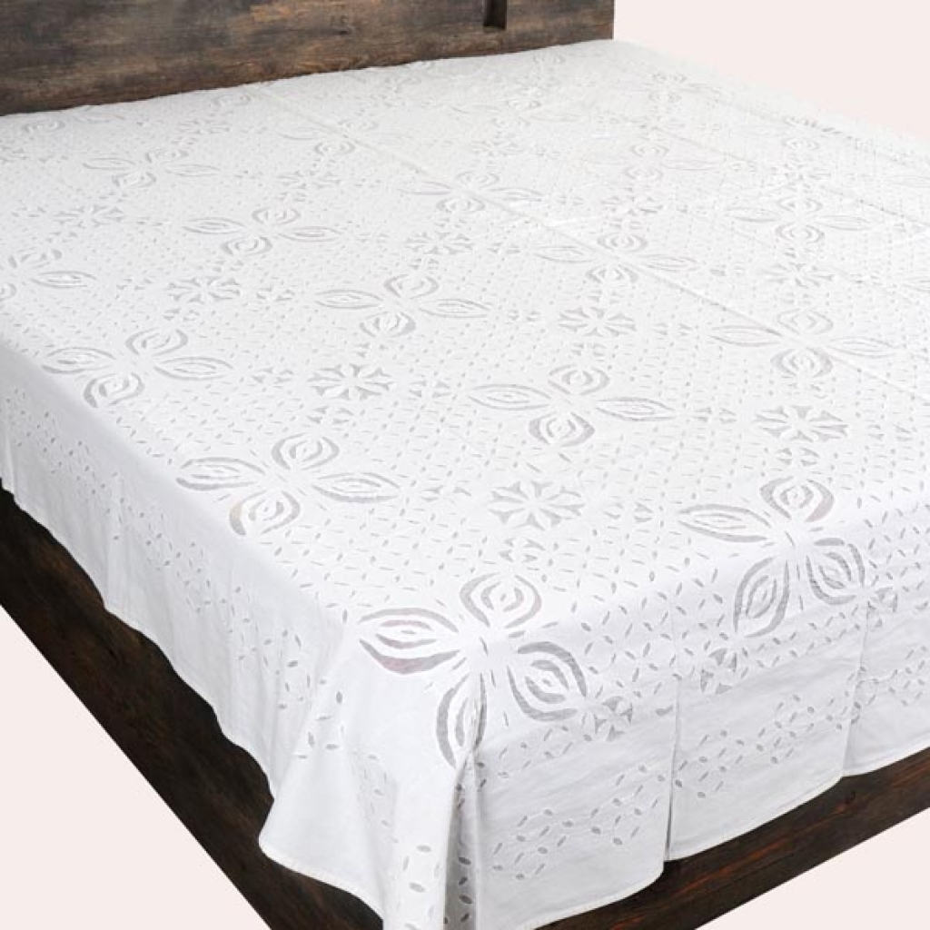 Handmade Antique Design Cut Work Bedsheet