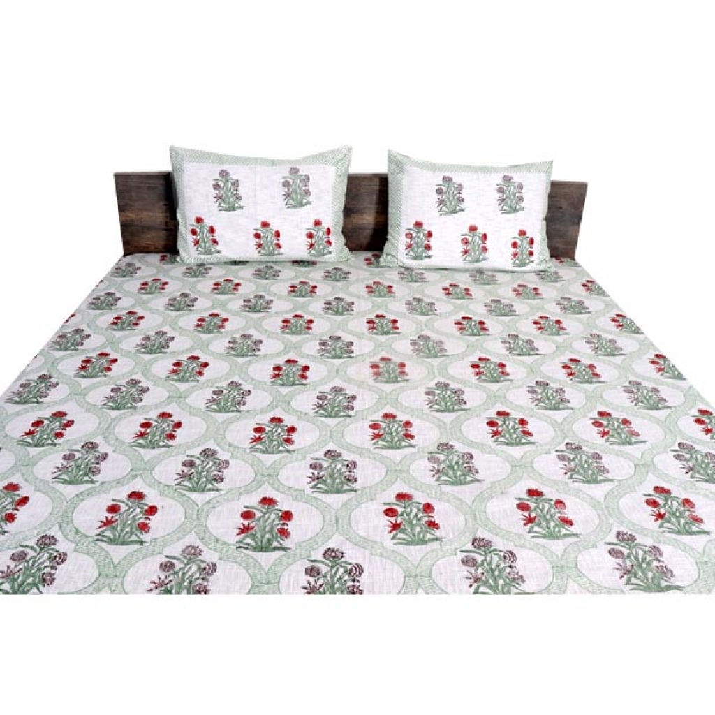 HANDMADE TNT COTTON BLOCK PRINTED BEDCOVER