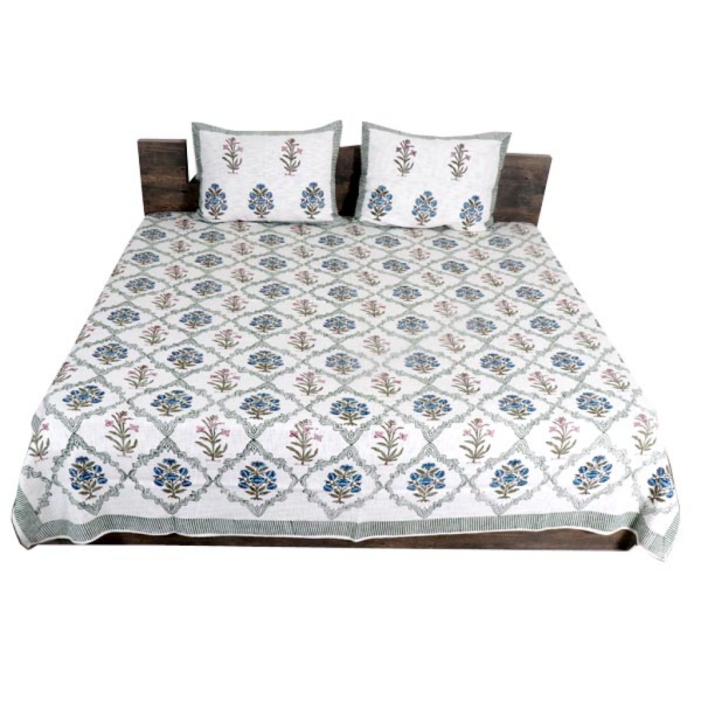 HANDMADE TNT COTTON BLOCK PRINTED BEDCOVER