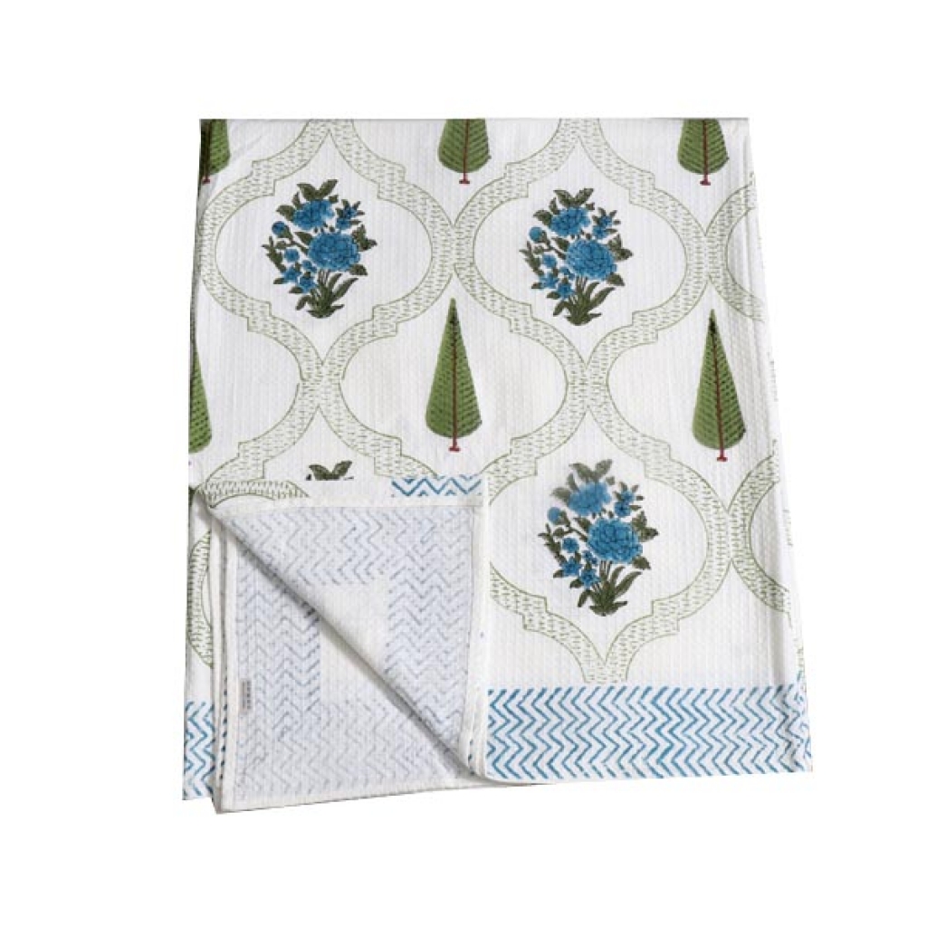 INDIAN WAFFLE COTTON BLOCK PRINTED BEDSHEET