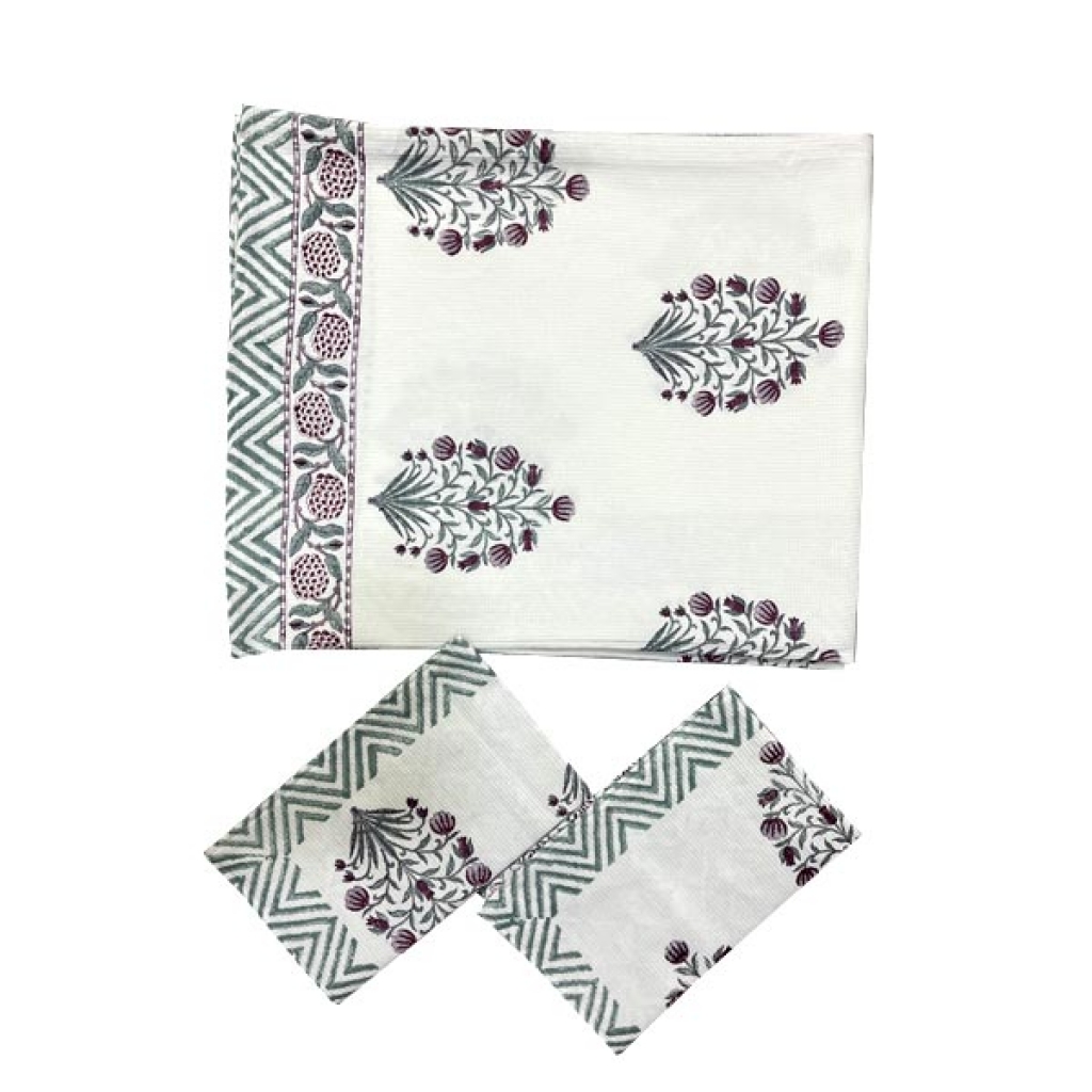 INDIAN WAFFLE COTTON BLOCK PRINTED BEDSHEET