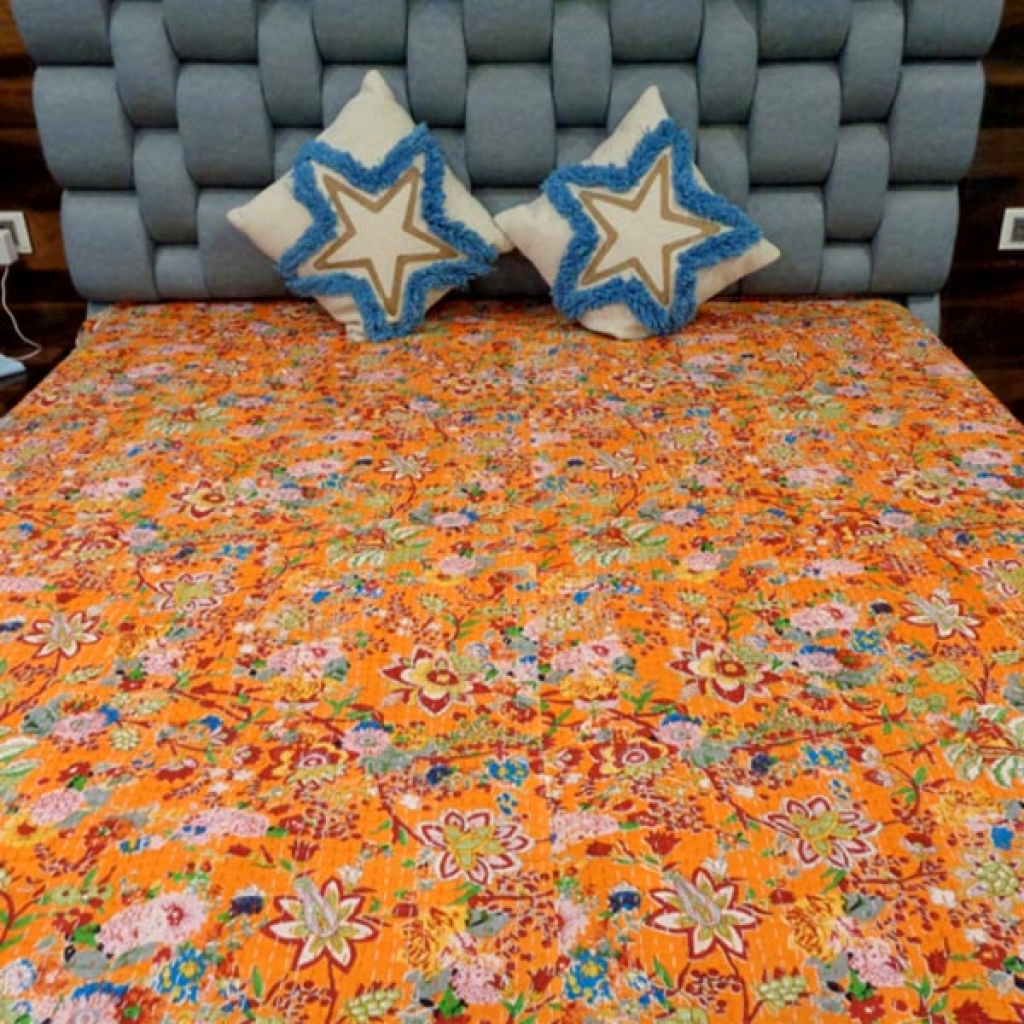 HANDMADE COTTON KANTHA BED COVER