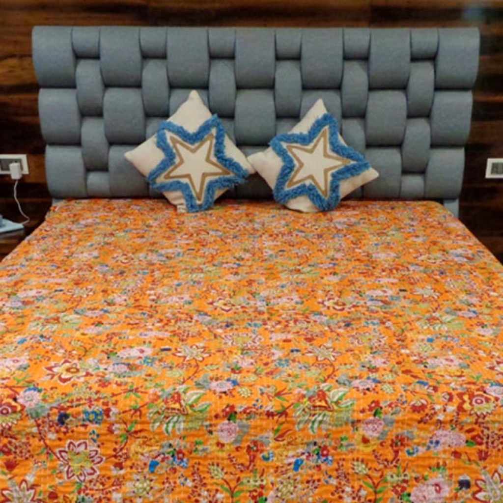 HANDMADE COTTON KANTHA BED COVER