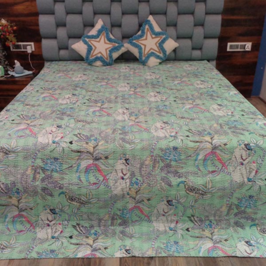 INDIAN HANDMADE COTTON KANTHA BED COVER