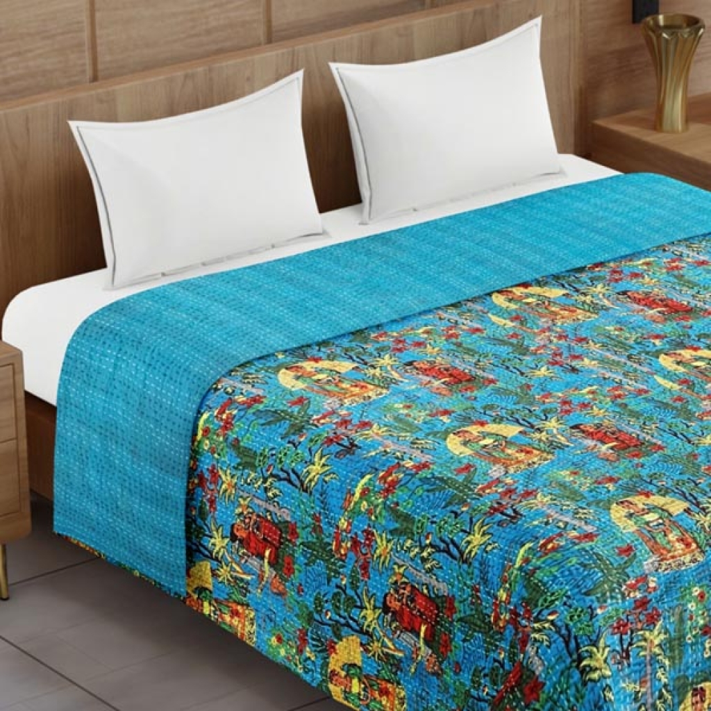 KANTHA BED COVER FARIDA PRINTED