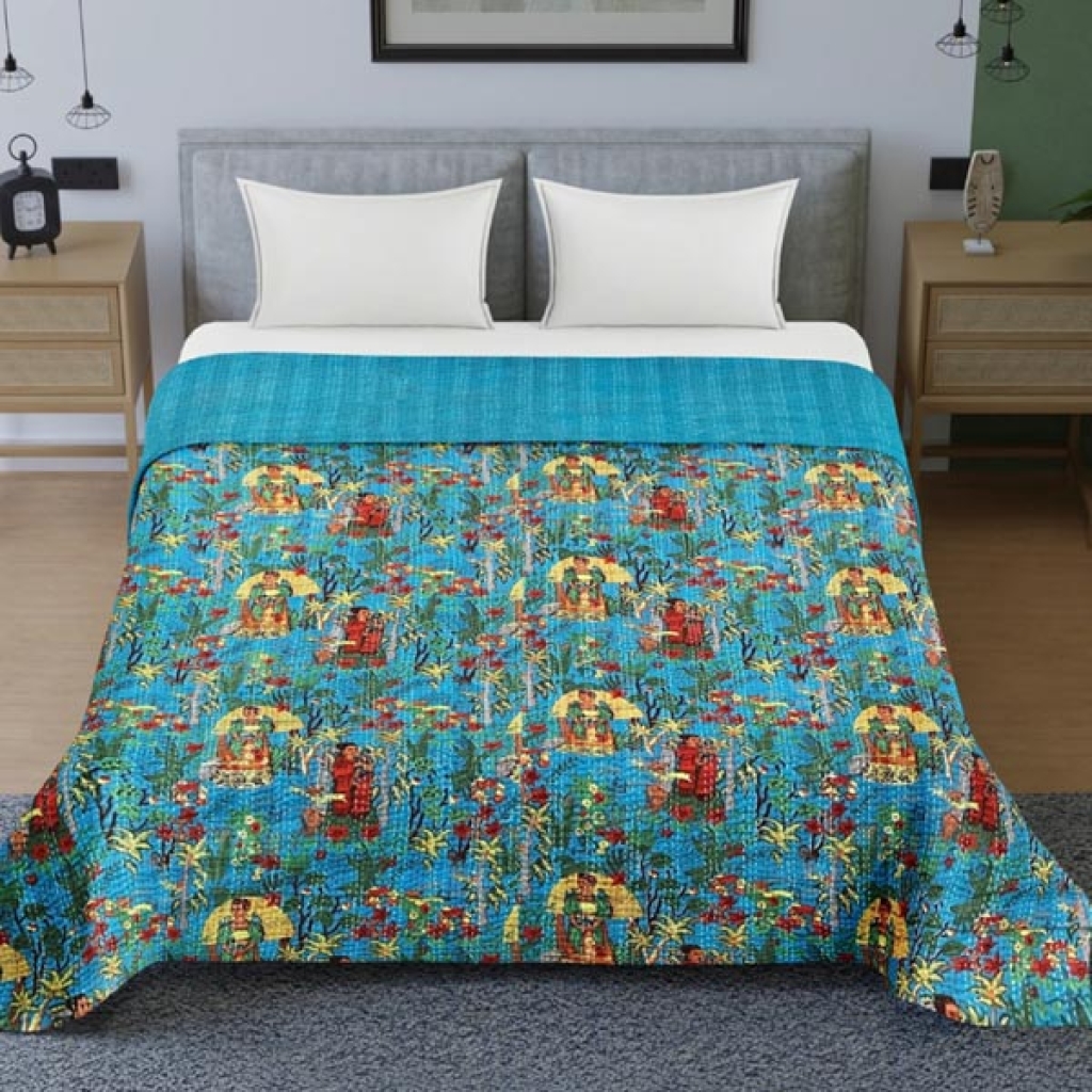 KANTHA BED COVER FARIDA PRINTED